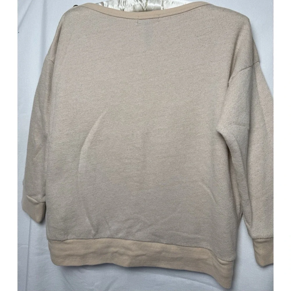Ralph Lauren JEANS CO Top Womens Size PM Beige 3 Button  Tie Waist 3/4 Sleeve